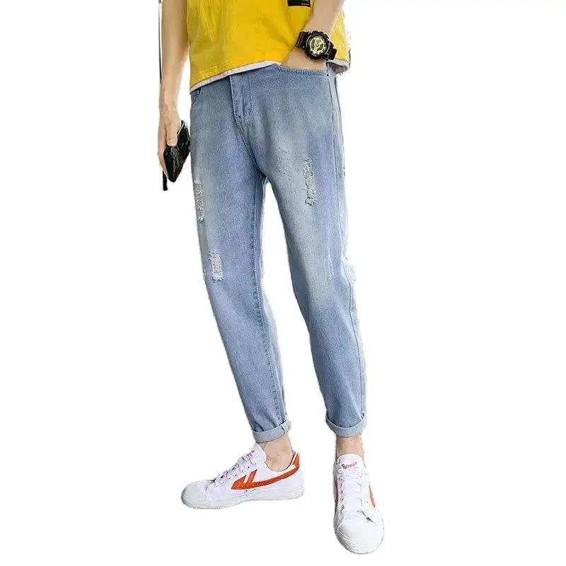 Wholesale 2022 Washed Ankle Length Denim Jeans Men's Korean-style Slim Youth Feet Pants Youth Personality Straight Leg Pants
Wholesale 2022 Washed Ankle Length Denim Jeans Men's Korean-style Slim Youth Feet Pants Youth Personality Straight Leg Pants