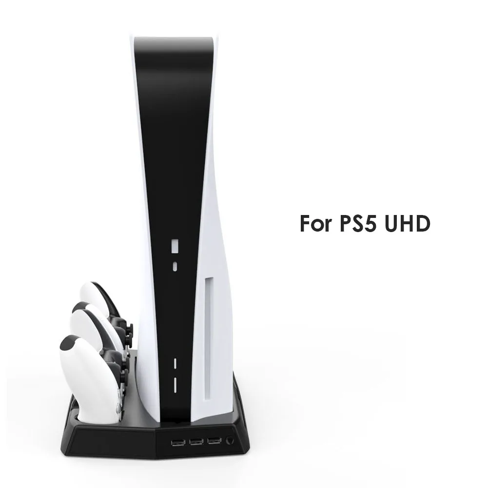 Вертикальная подставка для вентилятора охлаждения для PlayStation 5 Digital Edition с 3 портами концентратора, зарядная станция для двух контроллеров
Вертикальная подставка для вентилятора охлаждения для PlayStation 5 Digital Edition с 3 портами концентратора, зарядная станция для двух контроллеров