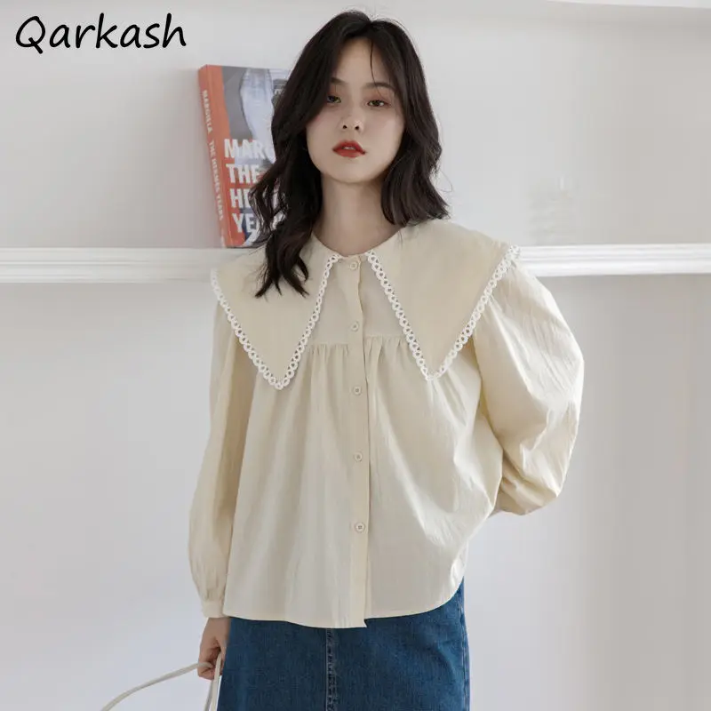 Shirts Women Peter Pan Collar Girls Kawaii Japanese Style Lace Design Tops Clothing Popular Stylish Tender Basic Daily Fashion
Shirts Women Peter Pan Collar Girls Kawaii Japanese Style Lace Design Tops Clothing Popular Stylish Tender Basic Daily Fashion