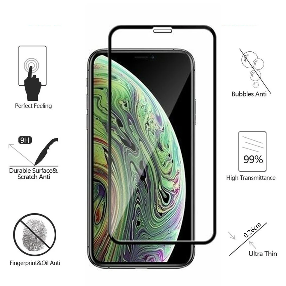 Для iPhone XR 9D полное покрытие закаленное стекло пленка сотовый телефон против