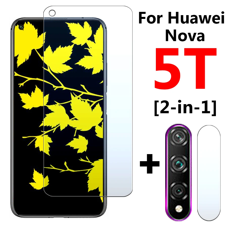 2 в 1 защитный стеклянный чехол для Huawei Nova 5 T Nova5t T5 защитная пленка полное покрытие