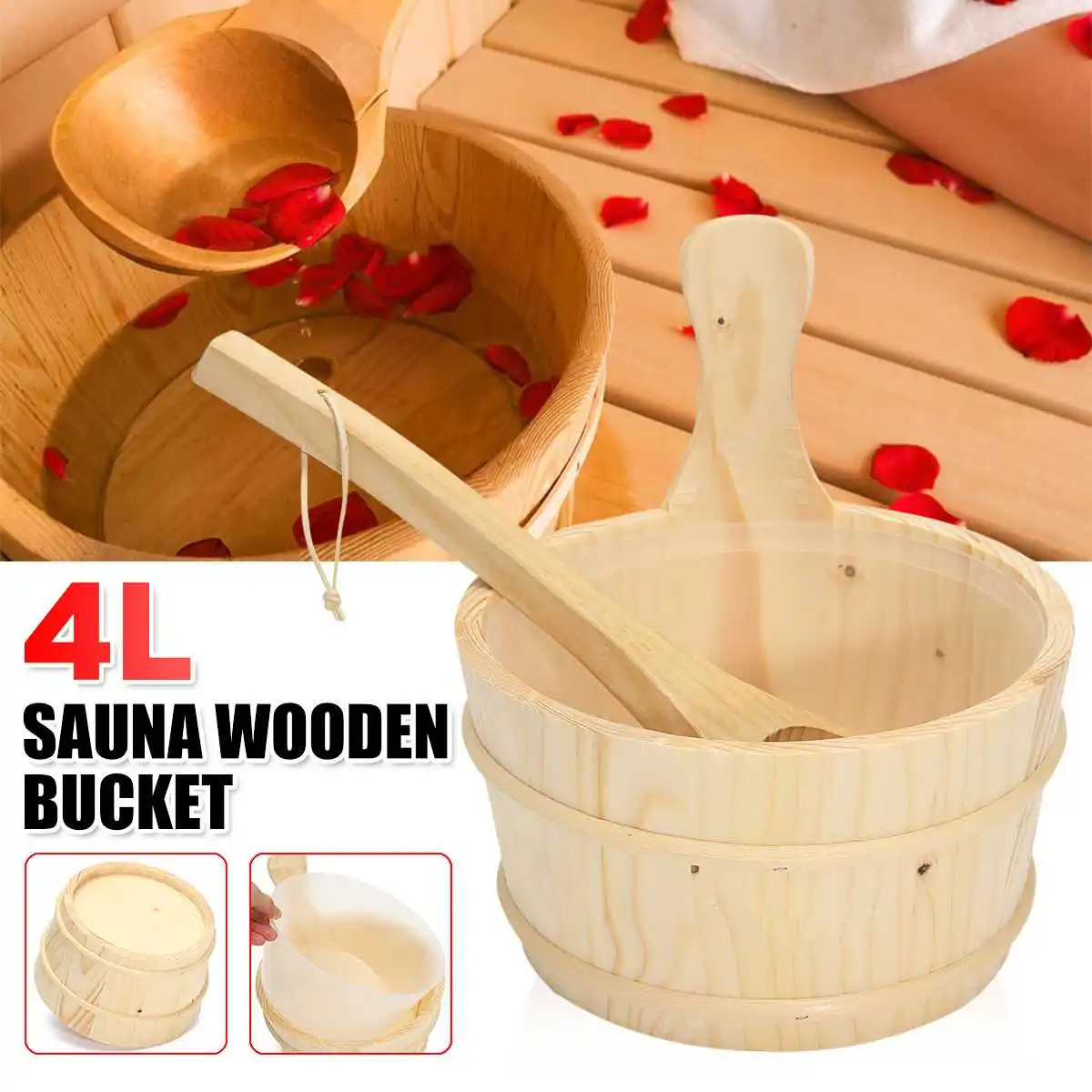 4L Sauna Wooden Bucket With Ladle PE Liner Combined Set Portable Sauna Room Accessory Tools Beneficial Skin Weight Loss Barrel
4L Sauna Wooden Bucket With Ladle PE Liner Combined Set Portable Sauna Room Accessory Tools Beneficial Skin Weight Loss Barrel
