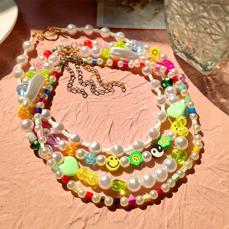 New Bohemian Colorful Smiley Crystal Mushroom Flower Geometric Pearl Handmade Shining Beaded Choker Necklace For Women Jewelry
New Bohemian Colorful Smiley Crystal Mushroom Flower Geometric Pearl Handmade Shining Beaded Choker Necklace For Women Jewelry