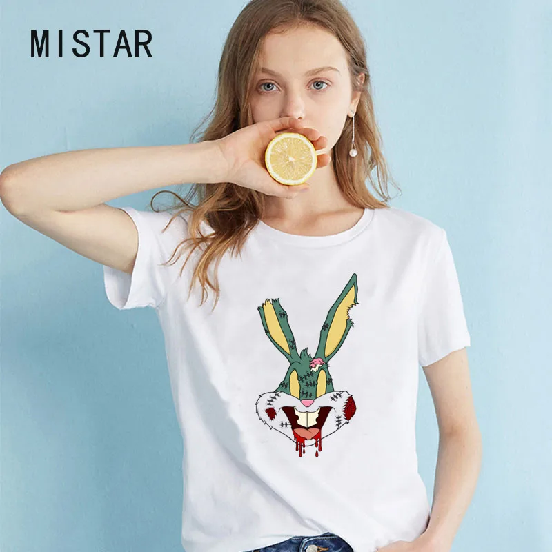 New Evil bunny t-shirt women printed funny graphic tee shirt summer short sleeve casual white tops cute cartoon t shirt clothing 
New Evil bunny t-shirt women printed funny graphic tee shirt summer short sleeve casual white tops cute cartoon t shirt clothing