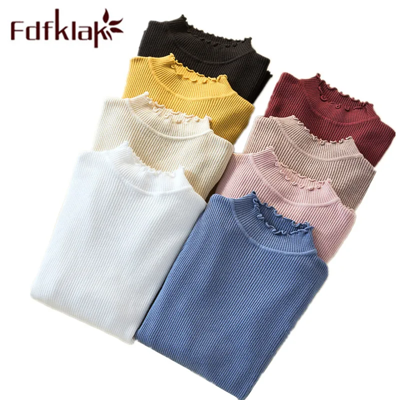 Fdfklak Fall Women Sweater Knitwear Women's Blouses New Pullover Pull Femme Long Sleeve Slim Black/White Knitted Sweater 
Fdfklak Fall Women Sweater Knitwear Women's Blouses New Pullover Pull Femme Long Sleeve Slim Black/White Knitted Sweater