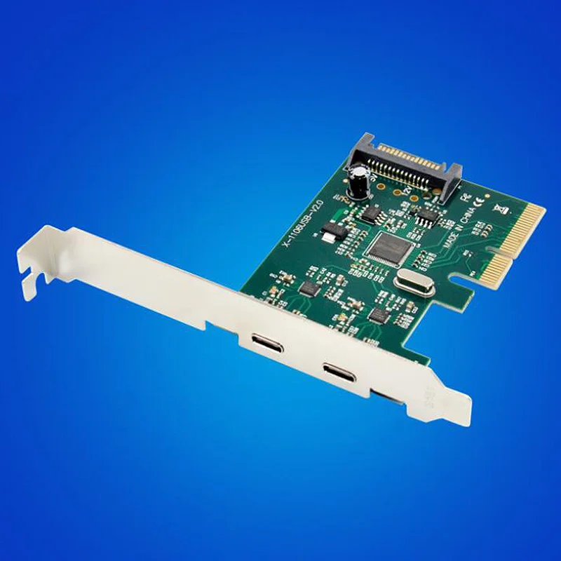 PCI-E X4 SuperSpeed Dual Port USB 3.1 Expansion Card Type-C Socket ASM1142 
PCI-E X4 SuperSpeed Dual Port USB 3.1 Expansion Card Type-C Socket ASM1142