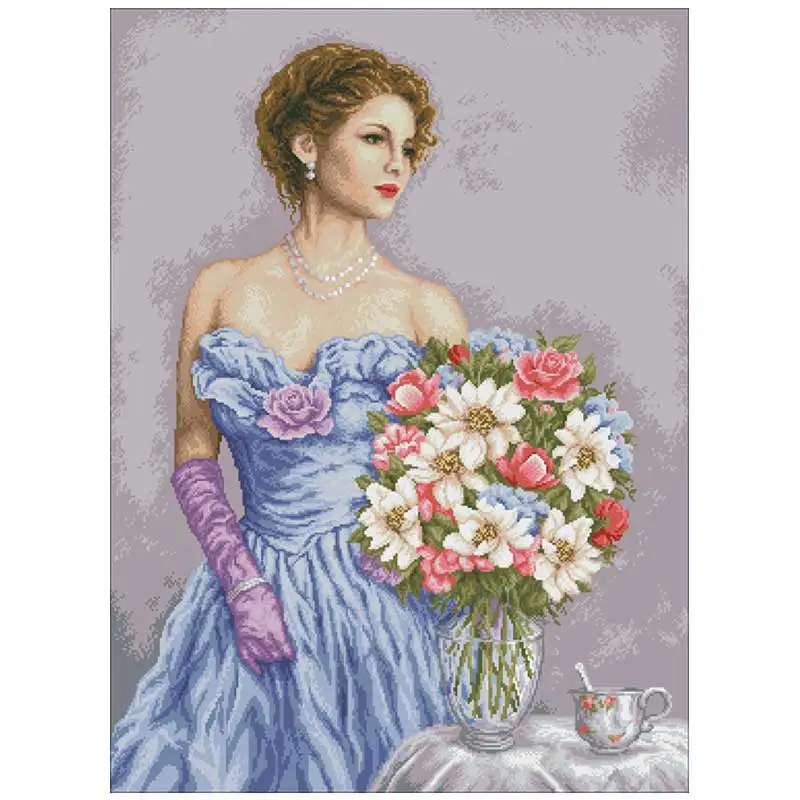 Blue dress woman with vase patterns Counted Cross Stitch 11CT 14CT 18CT DIY Chinese Cross Stitch Kits Embroidery Needlework Sets
Blue dress woman with vase patterns Counted Cross Stitch 11CT 14CT 18CT DIY Chinese Cross Stitch Kits Embroidery Needlework Sets