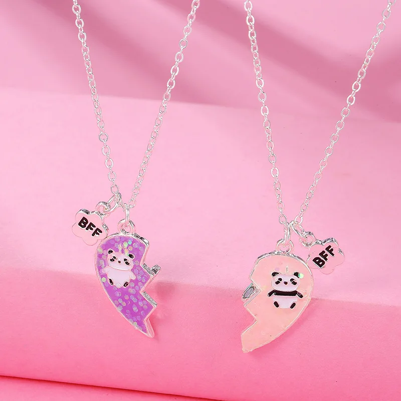 A Girl' Magnetic BFF Necklace 2Pcs/Set Heart-shaped Best Friends Necklaces Couples Chain Friendship Gifts for Girl Women | Украшения и