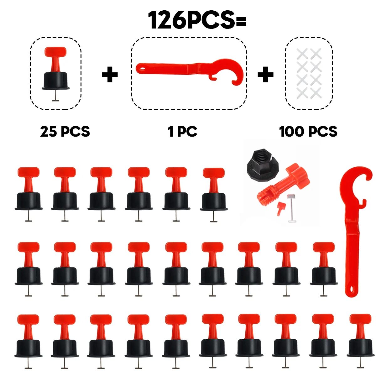 126Pcs Flat Ceramic Floor Wall Construction Tools Reusable Tile Leveling System Kittile Leveling System Kit For Tile
126Pcs Flat Ceramic Floor Wall Construction Tools Reusable Tile Leveling System Kittile Leveling System Kit For Tile