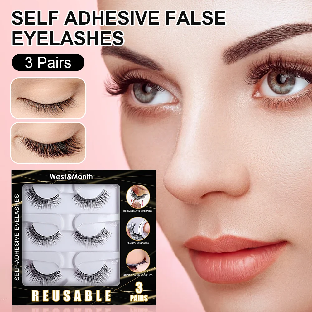 3 Pairs Self Adhesive False Eyelashes 3D Fluffy Curly Eye Lashes Reusable Fake Mink Extension Eyelashes No Glue Needed
3 Pairs Self Adhesive False Eyelashes 3D Fluffy Curly Eye Lashes Reusable Fake Mink Extension Eyelashes No Glue Needed