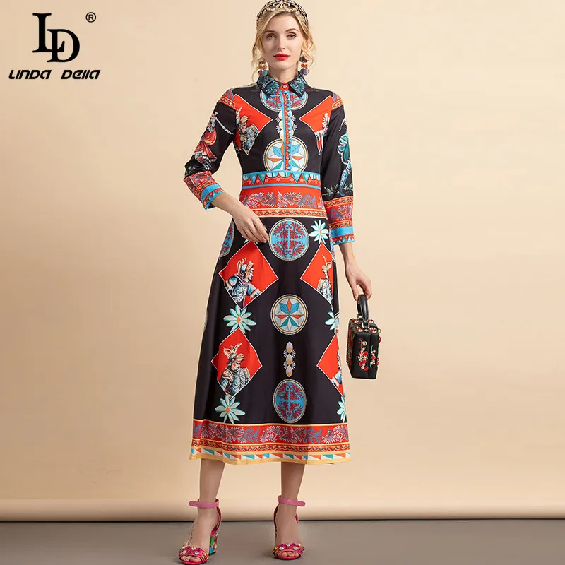 LD LINDA DELLA Fashion Runway Autumn Dress Women's Turn-down Collar Long sleeve Vintage Warrior soldier Printed Long Dress
LD LINDA DELLA Fashion Runway Autumn Dress Women's Turn-down Collar Long sleeve Vintage Warrior soldier Printed Long Dress