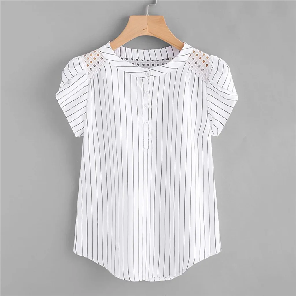 Striped White Shirts Women Fashion Summer Fashion 2021 Hollow Out Shirt Short Butterfly Sleeve Shirts Top O-Neck Button Up
Striped White Shirts Women Fashion Summer Fashion 2021 Hollow Out Shirt Short Butterfly Sleeve Shirts Top O-Neck Button Up