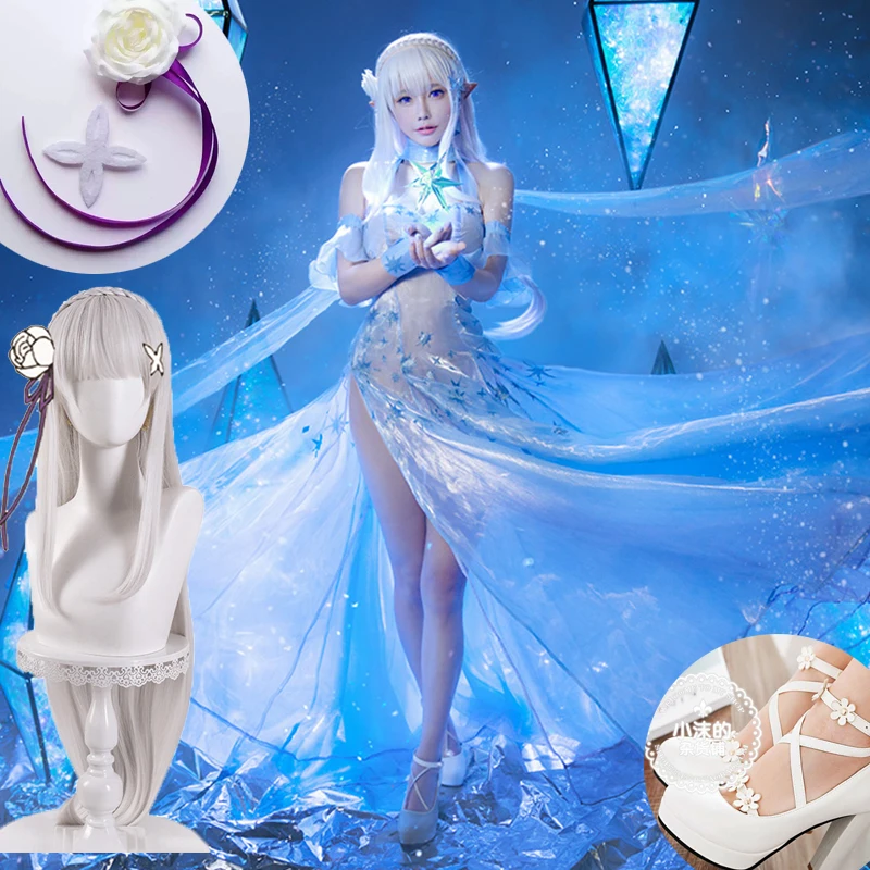 Re Zero Emilia Cosplay Women Re: Starting life in a different world from zero Cosplay Costume Dress Full set wig shoes headwear
Re Zero Emilia Cosplay Women Re: Starting life in a different world from zero Cosplay Costume Dress Full set wig shoes headwear