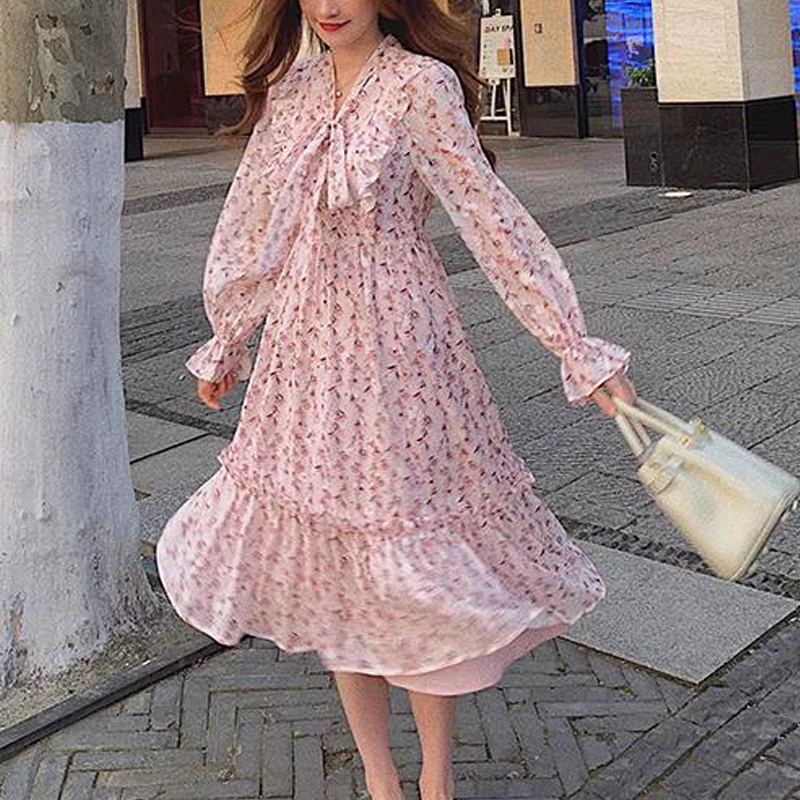 Sweet Floral Dress Women Beach V-neck Bow Evening Party Floral Dress Female Office Lady One Piece Dress Korean 2021 Summer Fairy
Sweet Floral Dress Women Beach V-neck Bow Evening Party Floral Dress Female Office Lady One Piece Dress Korean 2021 Summer Fairy