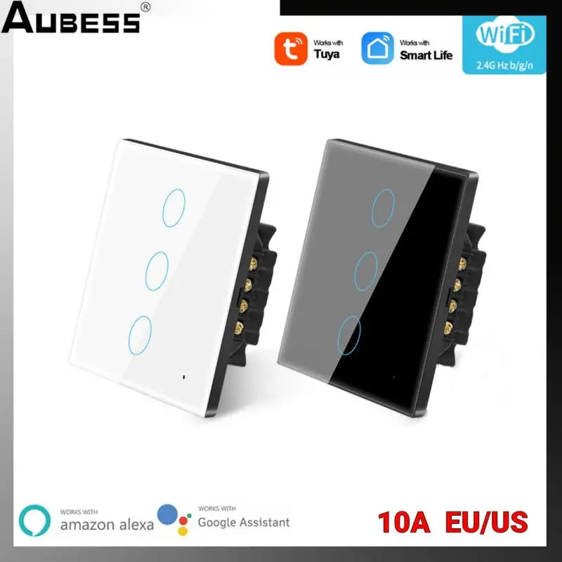 AUBESS Tuya Wifi 10A US/EU Smart Light Touch Switch Interruptor Inteligente Work With Alexa Google Home умный дом
AUBESS Tuya Wifi 10A US/EU Smart Light Touch Switch Interruptor Inteligente Work With Alexa Google Home умный дом