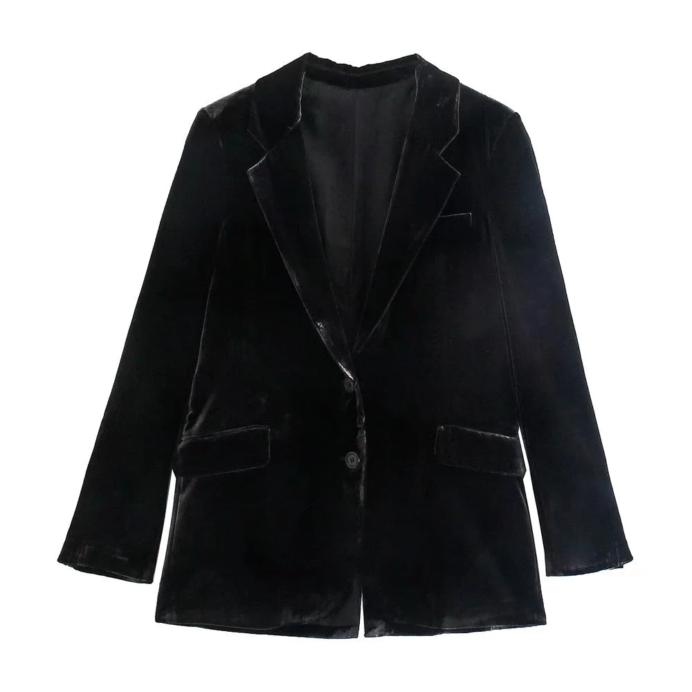 Women Fashion Single Breasted Velvet Blazer Coat Vintage Long Sleeve Flap Pockets Female Outerwear Chic Veste Femme
Women Fashion Single Breasted Velvet Blazer Coat Vintage Long Sleeve Flap Pockets Female Outerwear Chic Veste Femme