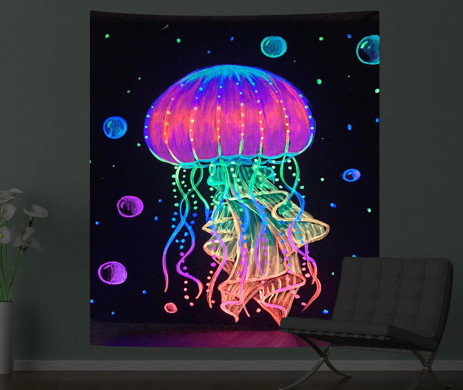 Psychedelic Sea Jellyfish Fluorescent Tapestry Nordic Home Decoration Wall Hanging Living Room Bedroom Luminous Hanging Cloth
Psychedelic Sea Jellyfish Fluorescent Tapestry Nordic Home Decoration Wall Hanging Living Room Bedroom Luminous Hanging Cloth