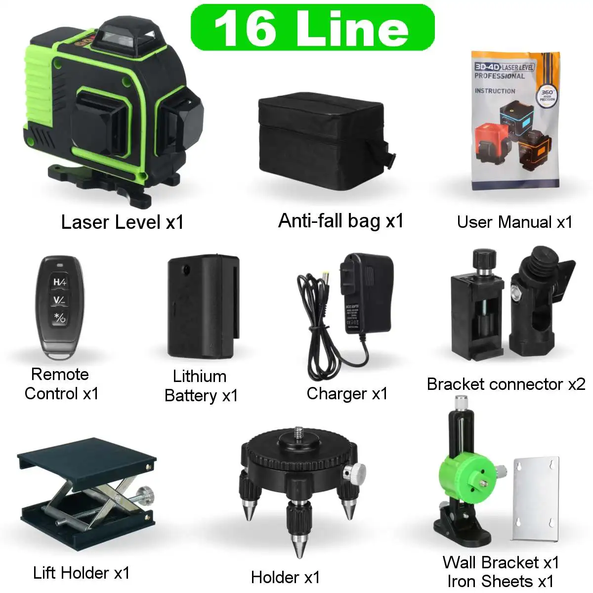 FASGet 16 Line Laser Level Green Line 4D Self-Leveling 360 Horizontal Line Sinker Measure Super Powerful Laser Beam
FASGet 16 Line Laser Level Green Line 4D Self-Leveling 360 Horizontal Line Sinker Measure Super Powerful Laser Beam