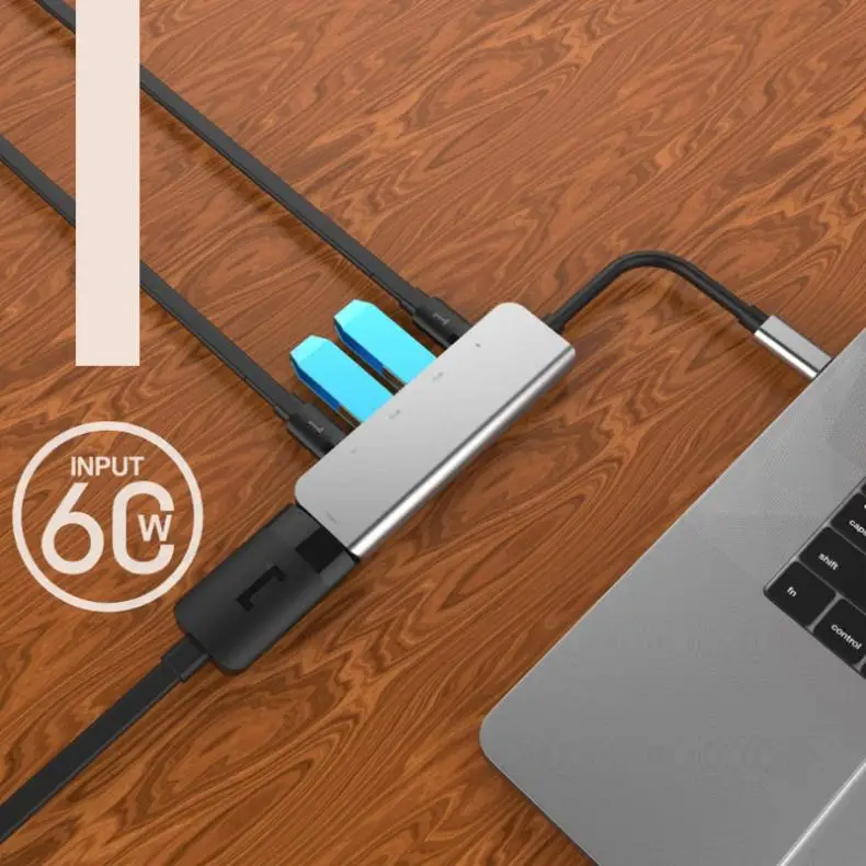 5 in1 USBC HUB HDMI 30HZ RJ45 Ethernet Micro SDTF OTG Adapter + USB3.0 x 2 + PD Charging Fit for Macbook
5 in1 USBC HUB HDMI 30HZ RJ45 Ethernet Micro SDTF OTG Adapter + USB3.0 x 2 + PD Charging Fit for Macbook