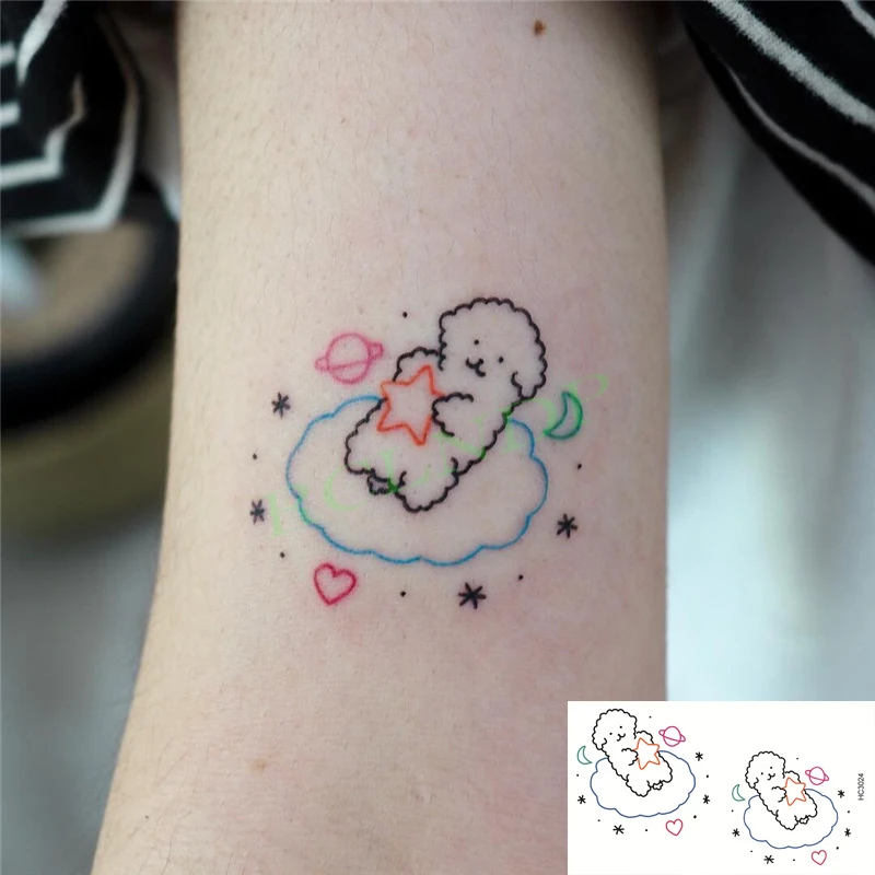 Waterproof Temporary Tattoo Sticker Cute Colorful Cartoon Bear Flash Tatoo Fake Tatto Body Art for Woman Men | Красота и здоровье