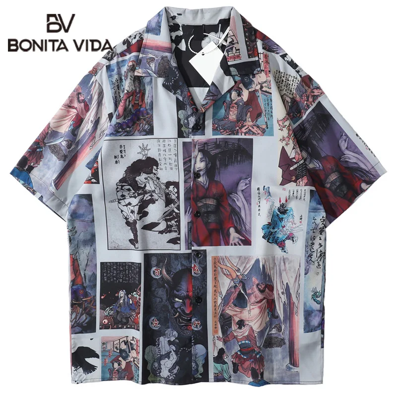 Bonita Vida Hawaiian Beach Shirts Harajuku Japanese Devil Girl Painting Men Hip Hop Summer Holiday Tropical Short Sleeve Tops
Bonita Vida Hawaiian Beach Shirts Harajuku Japanese Devil Girl Painting Men Hip Hop Summer Holiday Tropical Short Sleeve Tops