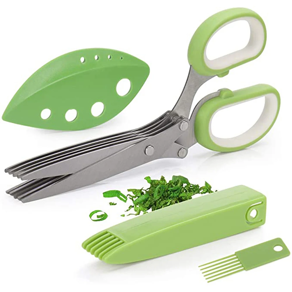 Herb Scissors with 5 Blades Kitchen Gadgets Cutter Chopper and Mincer Multipurpose Kitchen Scissors with Cover Brush Leaf Peeler
Herb Scissors with 5 Blades Kitchen Gadgets Cutter Chopper and Mincer Multipurpose Kitchen Scissors with Cover Brush Leaf Peeler