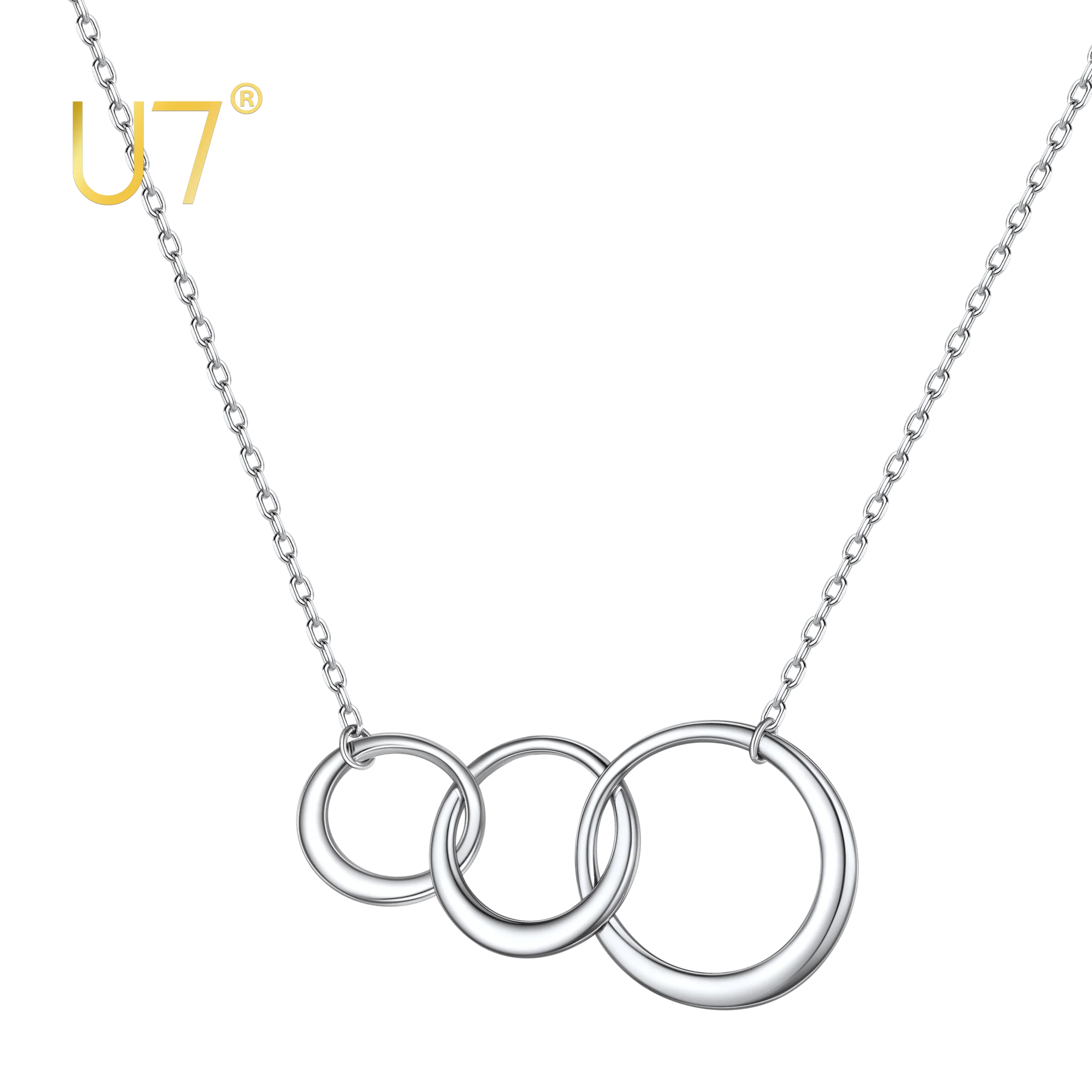 U7 925 Sterling Silver 3 Interlocking Circles Necklace Pendant Generation Necklace Love Between Daughter Mother 16 Inch
U7 925 Sterling Silver 3 Interlocking Circles Necklace Pendant Generation Necklace Love Between Daughter Mother 16 Inch