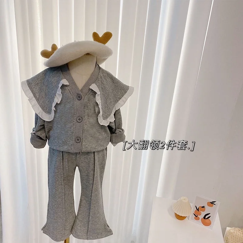 Children Sets Causal Girls Two-piece Suit New Large Lapel Coat +casual Pants Set 2-6Y Autumn Kids Clothes Gray Black
Children Sets Causal Girls Two-piece Suit New Large Lapel Coat +casual Pants Set 2-6Y Autumn Kids Clothes Gray Black