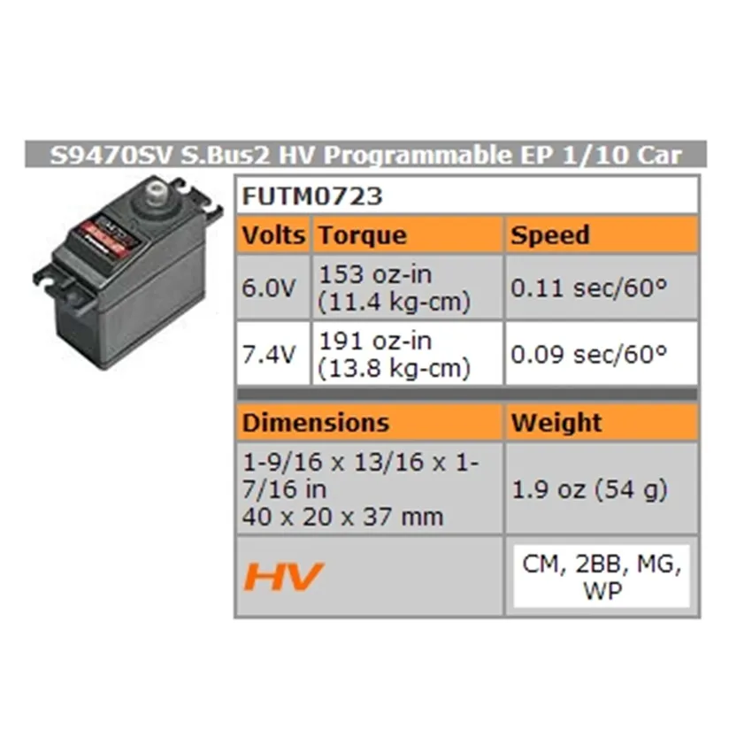 Futaba S9470SV S.Bus2 High Torque HV Digital Servo rc Car Standard servo for rc car accessories
Futaba S9470SV S.Bus2 High Torque HV Digital Servo rc Car Standard servo for rc car accessories