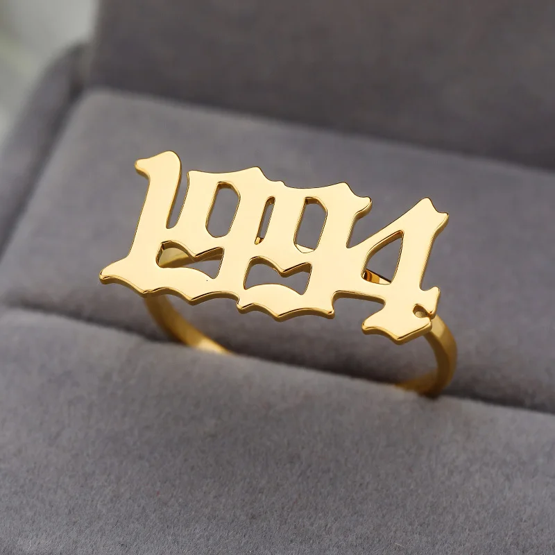 Золото Цвет кольца для Для женщин старинном английском номер Anillos Hombre ювелирные