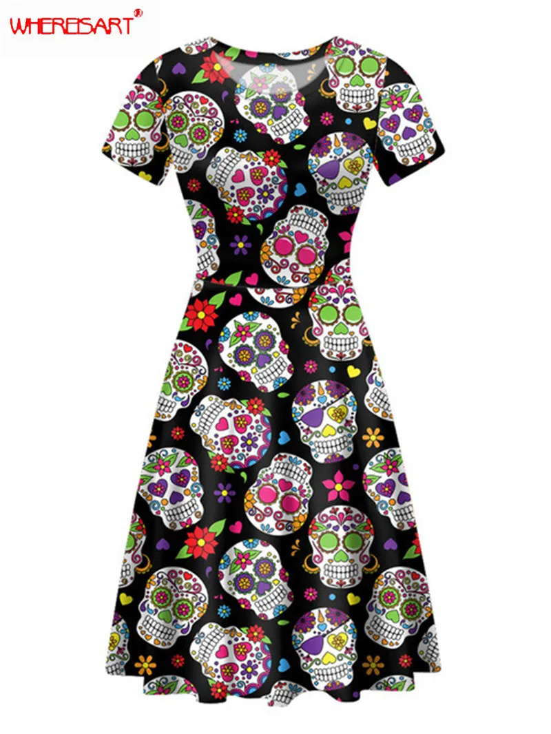 WHEREISART Ladies Short Sleeve Dress Summer Tribal Skull Print Female Prom Dress Fashion Streetwear 2021 Clothing Soft
WHEREISART Ladies Short Sleeve Dress Summer Tribal Skull Print Female Prom Dress Fashion Streetwear 2021 Clothing Soft