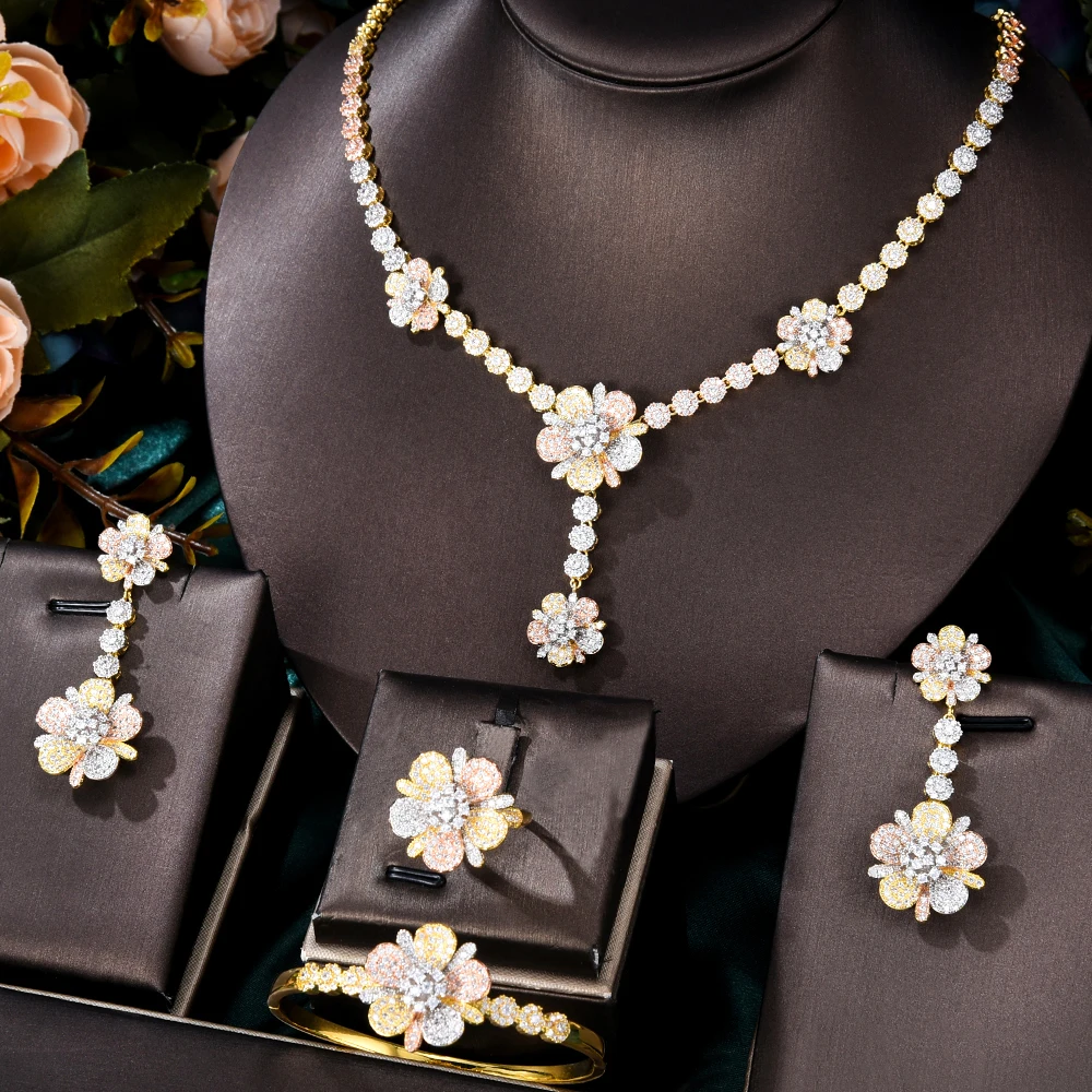 Siscathy Fashion Luxury Party Dress Jewelry Set For Women Flower Necklace Earrings Bracelet Rings Female Accessories Bijoux
Siscathy Fashion Luxury Party Dress Jewelry Set For Women Flower Necklace Earrings Bracelet Rings Female Accessories Bijoux