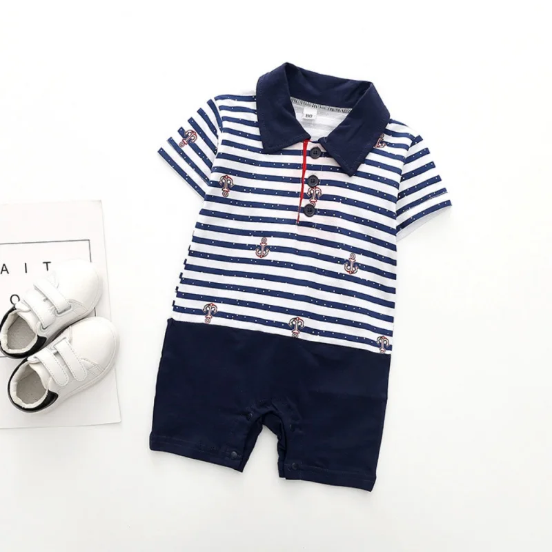 Summer Baby Boys Casual Turn-down Collar Jumpsuit Infant Kids Cotton Stripe Print Short Sleeve Bodysuit
Summer Baby Boys Casual Turn-down Collar Jumpsuit Infant Kids Cotton Stripe Print Short Sleeve Bodysuit