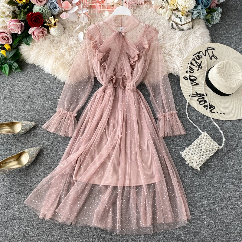 Glitter Dress Women Mesh Sequin Ruffle Birthday Dress Woman Korean Long Elegant Fairy Dresses For Women Party 2020 Clothes Bow
Glitter Dress Women Mesh Sequin Ruffle Birthday Dress Woman Korean Long Elegant Fairy Dresses For Women Party 2020 Clothes Bow