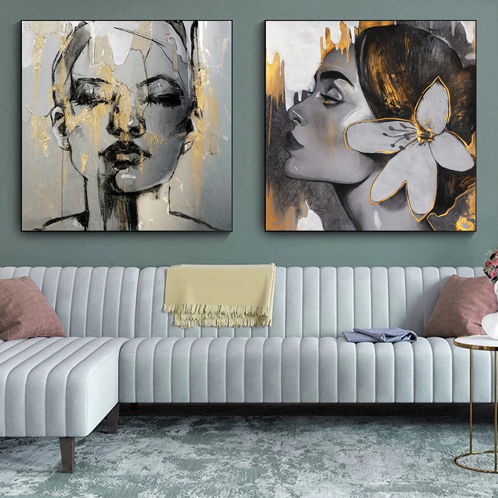 Golden Girl Face Abstract Canvas Painting Figure Fashion Women Wall Art Posters and Prints Wall Picture for Living Room Decor
Golden Girl Face Abstract Canvas Painting Figure Fashion Women Wall Art Posters and Prints Wall Picture for Living Room Decor