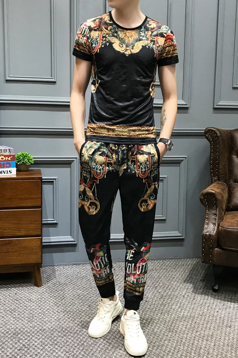 High Spring 2020 Quality Tracksuit Top And Pants Men Fashion Print Short Sleeve T Shirt 2 Piece Set Men Slim Fit Outfits Men Set
High Spring 2020 Quality Tracksuit Top And Pants Men Fashion Print Short Sleeve T Shirt 2 Piece Set Men Slim Fit Outfits Men Set