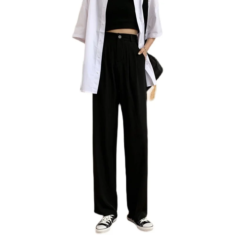 Show Thin Black Casual Pants Women 2021 New Straight Loose Wide Leg Pants Suit Pants High Waist Drooping Mop Trousers
Show Thin Black Casual Pants Women 2021 New Straight Loose Wide Leg Pants Suit Pants High Waist Drooping Mop Trousers