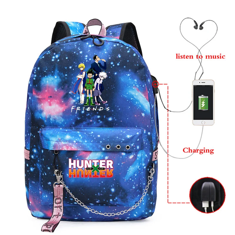 Рюкзак для ноутбука Hunter X Killua Baka школьные сумки с USB-разъемом женские дорожные