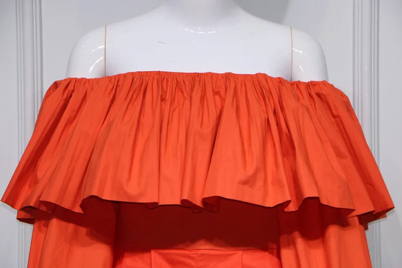 2020 Runway Rompers Women Wide Leg Orange Playsuits Sexy Off The Shoulder Jumpsuit Ruffles Slash Neck Open Back Bows Tie Rompers
2020 Runway Rompers Women Wide Leg Orange Playsuits Sexy Off The Shoulder Jumpsuit Ruffles Slash Neck Open Back Bows Tie Rompers