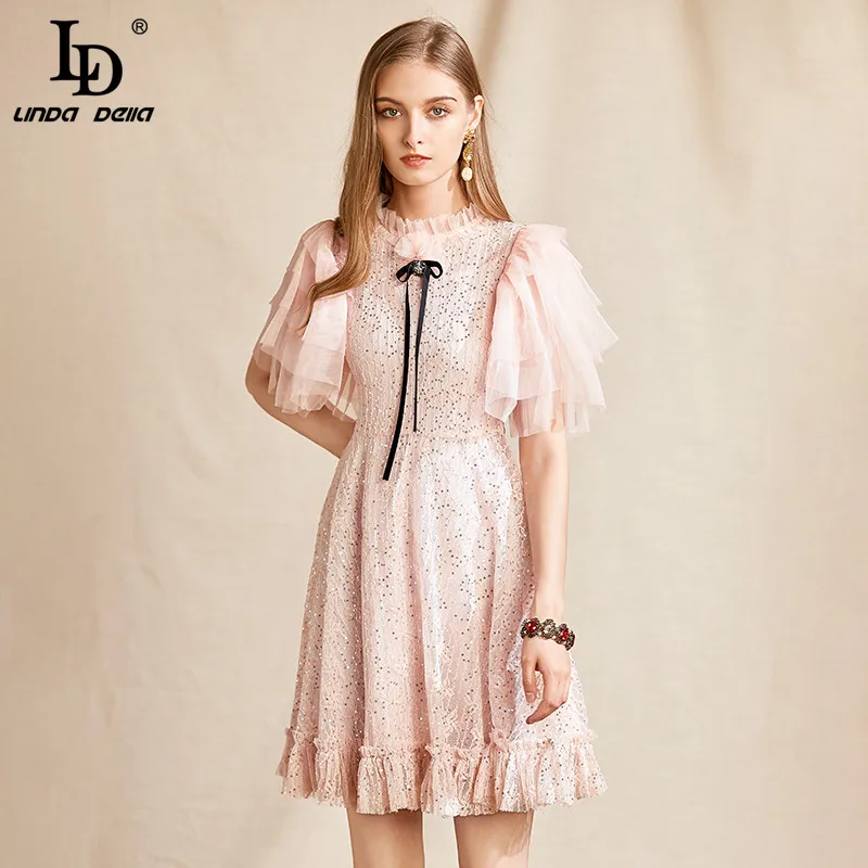 LD LINDA DELLA Fashion Designer Summer Dress Women Mesh Butterfly Sleeve Lace Sequined Boho Vacation A-line Ladies Mini Dress
LD LINDA DELLA Fashion Designer Summer Dress Women Mesh Butterfly Sleeve Lace Sequined Boho Vacation A-line Ladies Mini Dress