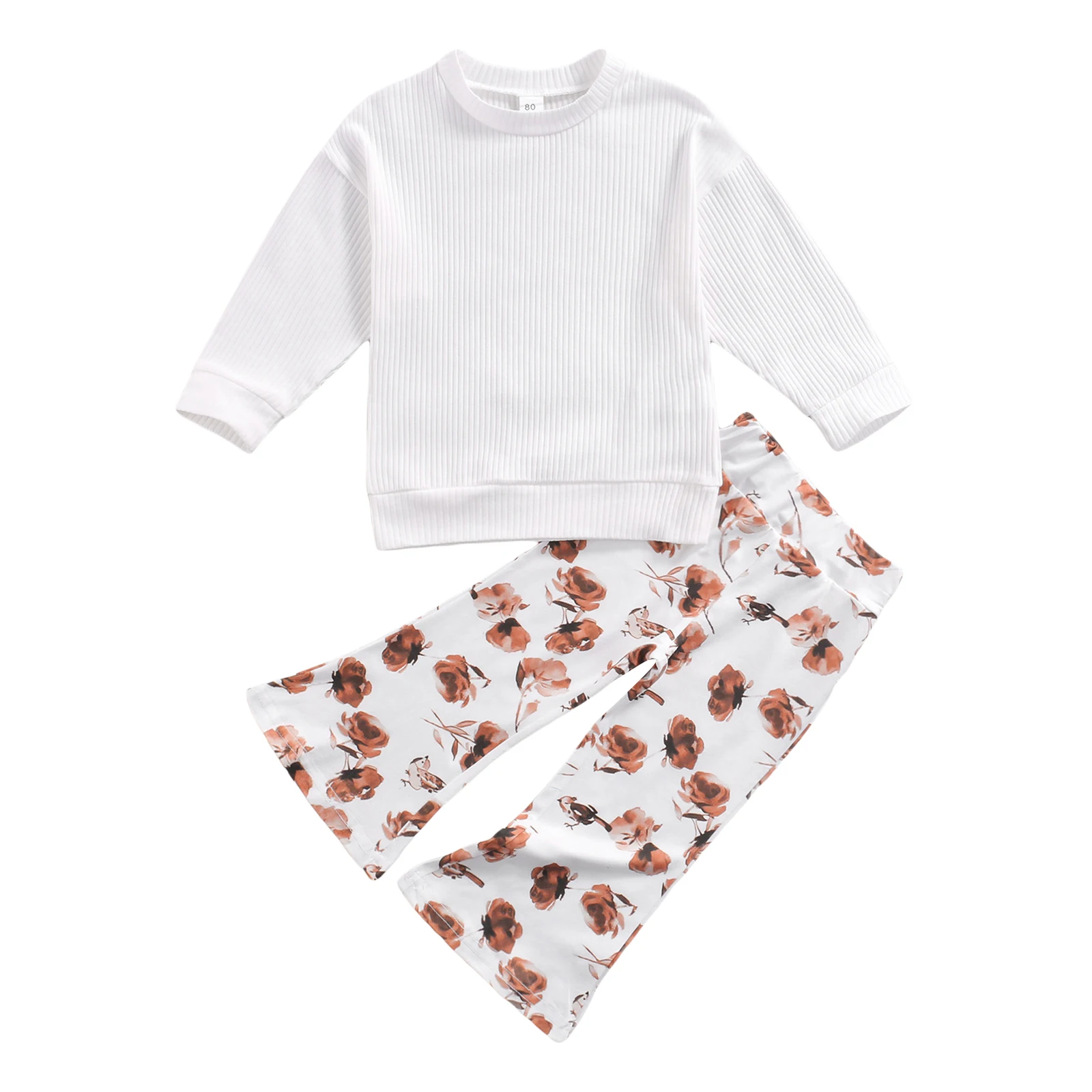 Newborn Toddler Baby Girls 2Pcs Fall Outfits, Long Sleeve Round Neck Rib Knit Tops + Floral Pants Set For Newborn Babies
Newborn Toddler Baby Girls 2Pcs Fall Outfits, Long Sleeve Round Neck Rib Knit Tops + Floral Pants Set For Newborn Babies