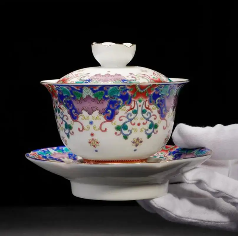 150ml Jingdezhen Enamel Gaiwan Ceramic Porcelain Drinkware Office Kung Fu Tea Set Master Tea Bowl with Saucer Lid Creative Gifts
150ml Jingdezhen Enamel Gaiwan Ceramic Porcelain Drinkware Office Kung Fu Tea Set Master Tea Bowl with Saucer Lid Creative Gifts