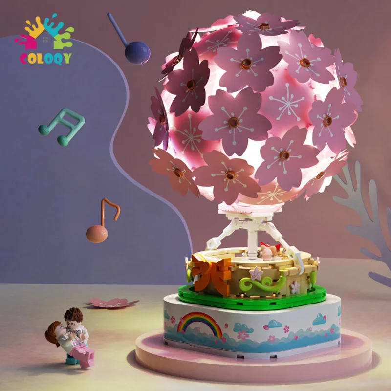 Street view Pink Cherry Blossom Hot Air Balloon Model Building Blocks Light Model Rotating Music Box MOC Bricks Toys For Girls
Street view Pink Cherry Blossom Hot Air Balloon Model Building Blocks Light Model Rotating Music Box MOC Bricks Toys For Girls
