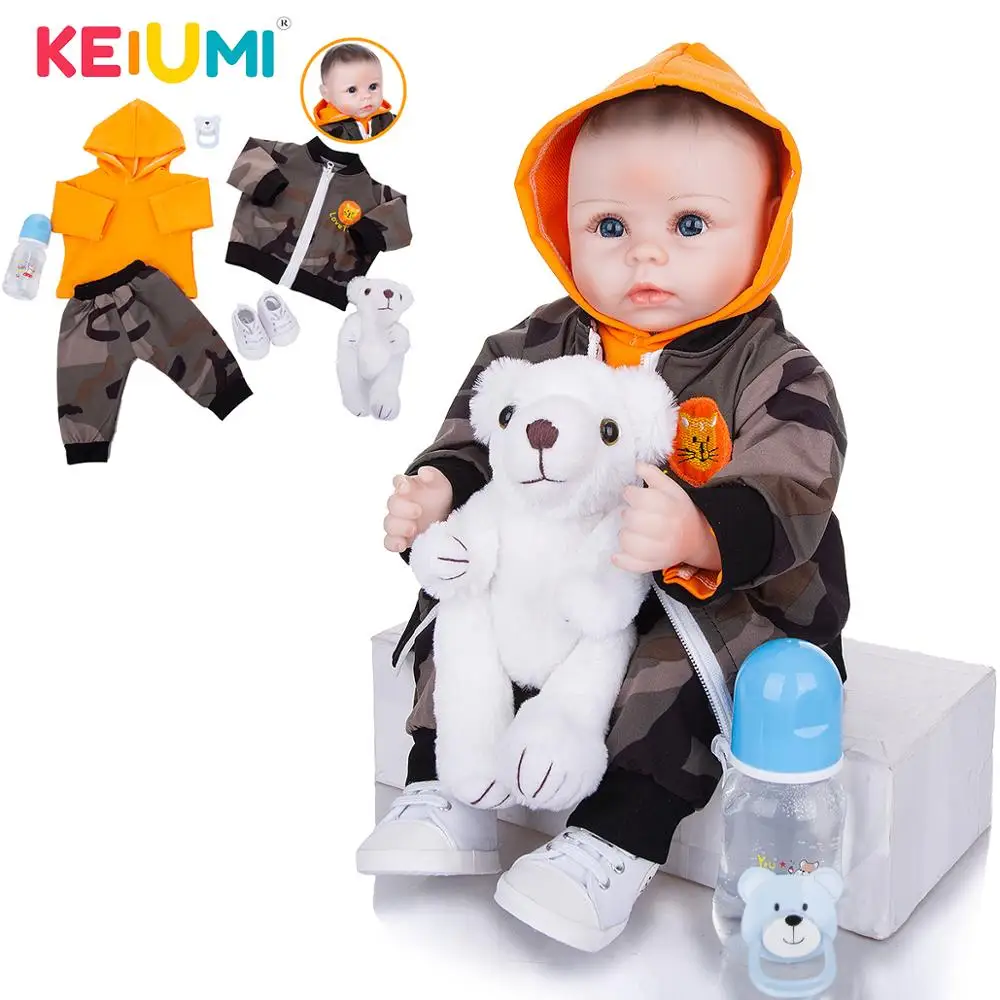 KEIUMI 18 дюймов красивый силиконовый Детский костюм куклы Reborn Реалистичная ткань