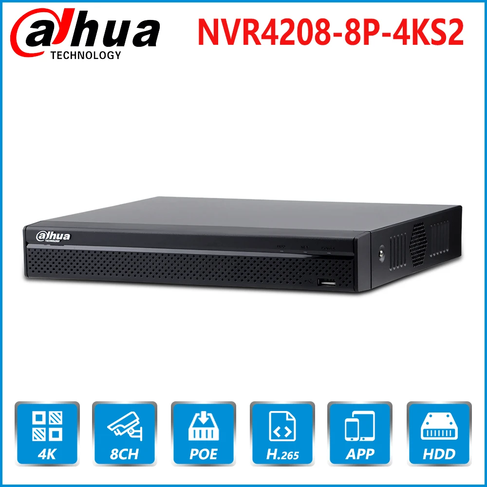 Сетевой видеорегистратор Dahua в наличии на складе Европе NVR4208 8P 4KS2 8 каналов 8PoE 4K и