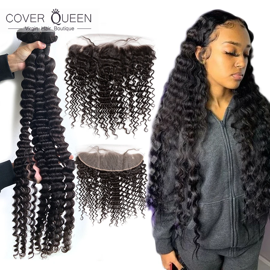 COVERQUEEN 30 32 34 36 38 inch Curly Brazilian Hair Weave Bundles With Frontal 13x4 Remy Human Hair Bundles With Lace Closure 
COVERQUEEN 30 32 34 36 38 inch Curly Brazilian Hair Weave Bundles With Frontal 13x4 Remy Human Hair Bundles With Lace Closure