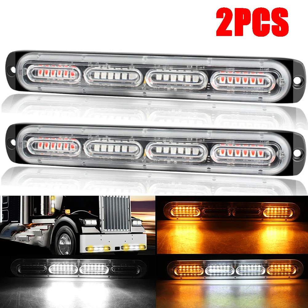 72W 2PC Amber /White 24LED Warning Hazard Flash LED Strobe Lights for Trucks, Cars, Plows, and Emergency Vehicles
72W 2PC Amber /White 24LED Warning Hazard Flash LED Strobe Lights for Trucks, Cars, Plows, and Emergency Vehicles