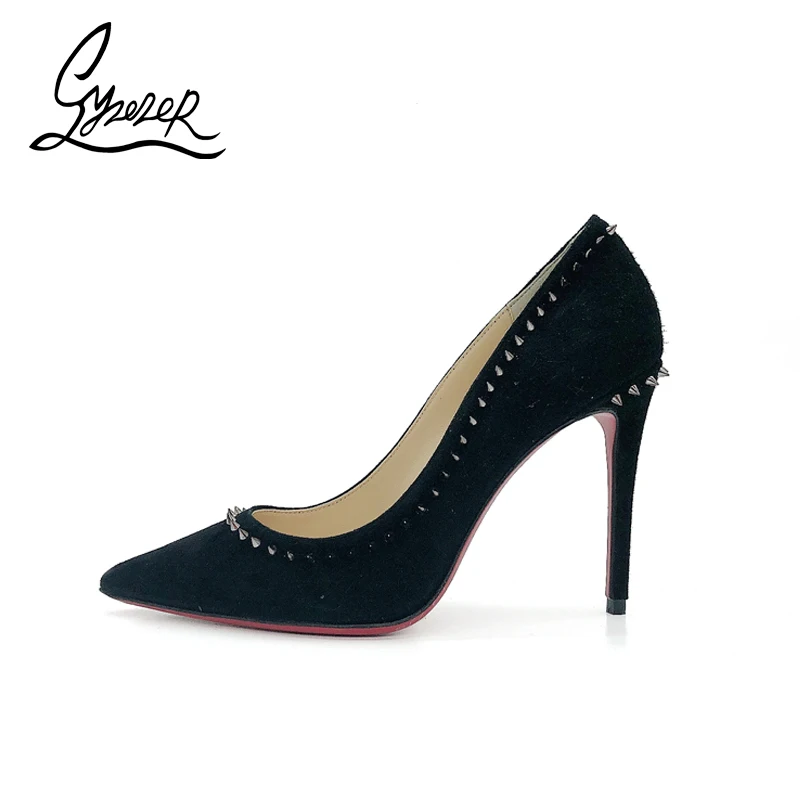 Yuerui Black Kid Suede Rivet Single Shoes Shallow Mouth Pointy Sexy Party Fashion Large Size High Heels Women 34-43S Women Pumps
Yuerui Black Kid Suede Rivet Single Shoes Shallow Mouth Pointy Sexy Party Fashion Large Size High Heels Women 34-43S Women Pumps