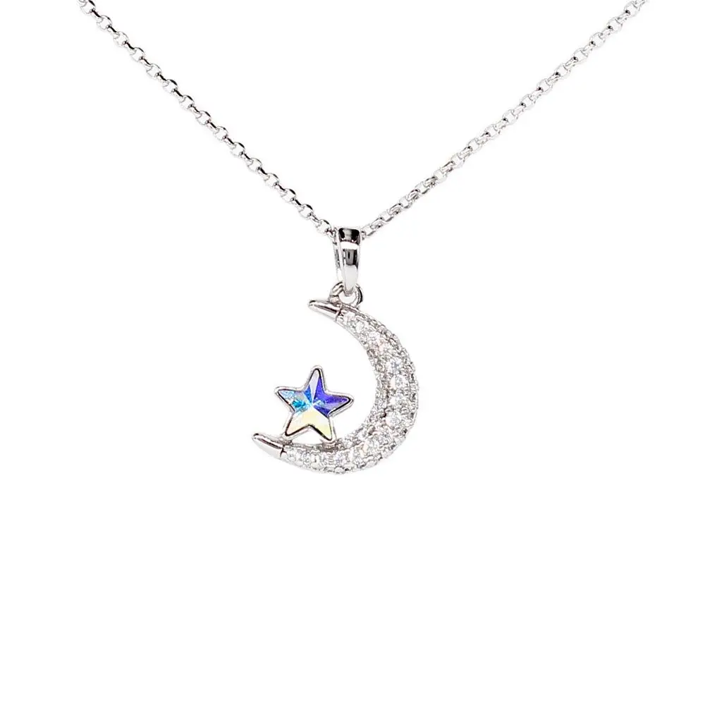 Beauty 18K White Gold Plated Chunky Choker Star Moon Crystal Pendant Necklace Korea Metal Sweater Chain Necklace For Women Girls
Beauty 18K White Gold Plated Chunky Choker Star Moon Crystal Pendant Necklace Korea Metal Sweater Chain Necklace For Women Girls