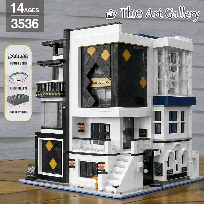 

IN STOCK MOULD KING 16043 3536Pcs The MOC-67005 Art Gallery Showcase With Led Parts Model Building Blocks Kids Christmas Gifts